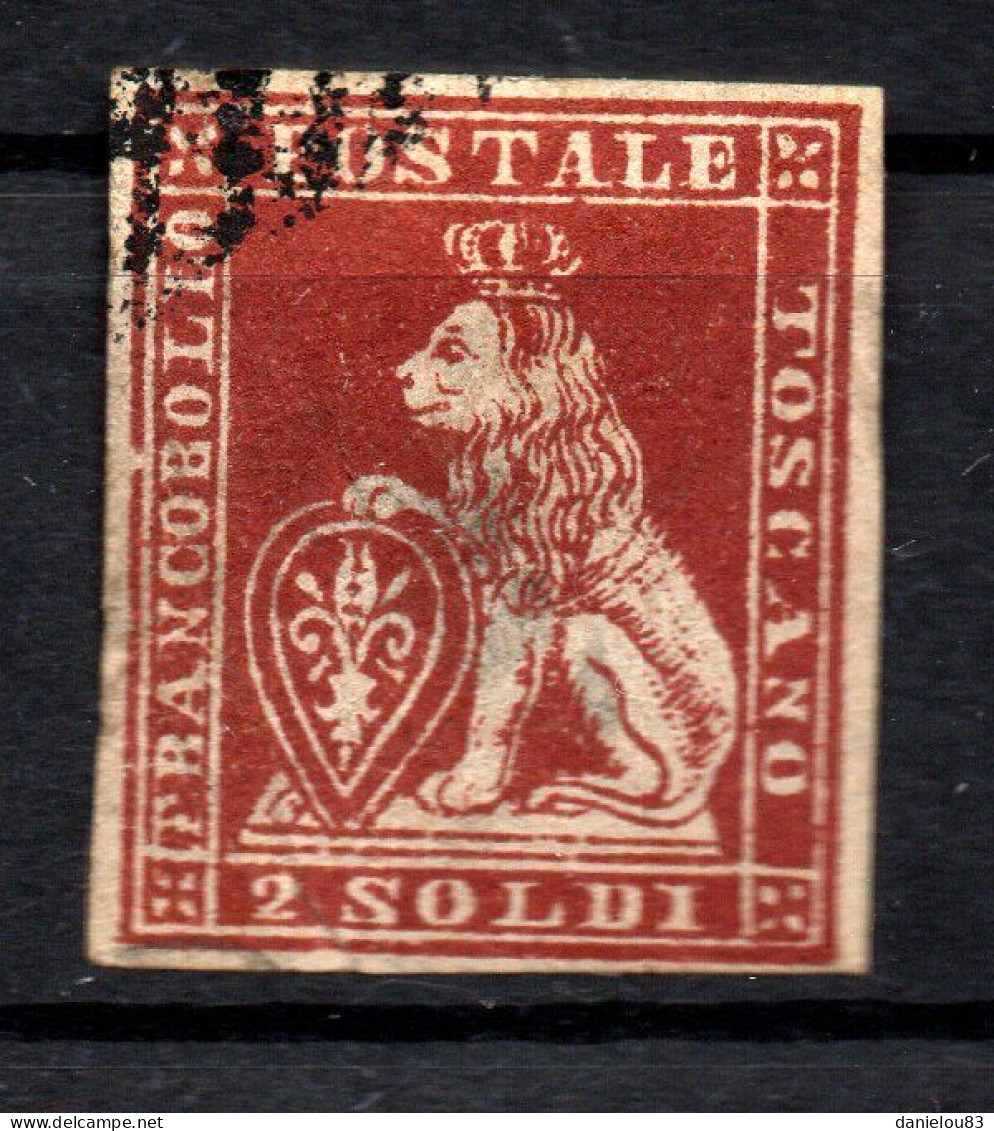 Timbre Grand Duché De Toscane YT N 3 - Année 1851 - Couleur Rouge-brun Oblitéré - Toscane