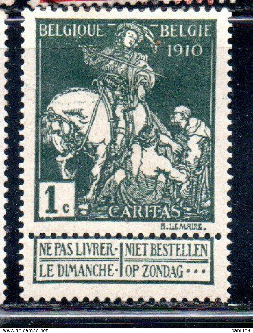 BELGIQUE BELGIE BELGIO BELGIUM 1910 CHARITY CARITAS ST. MARTIN OF TOURS DIVIDING HIS CLOAK WITH A BEGGAR 1c MH - 1910-1911 Caritas