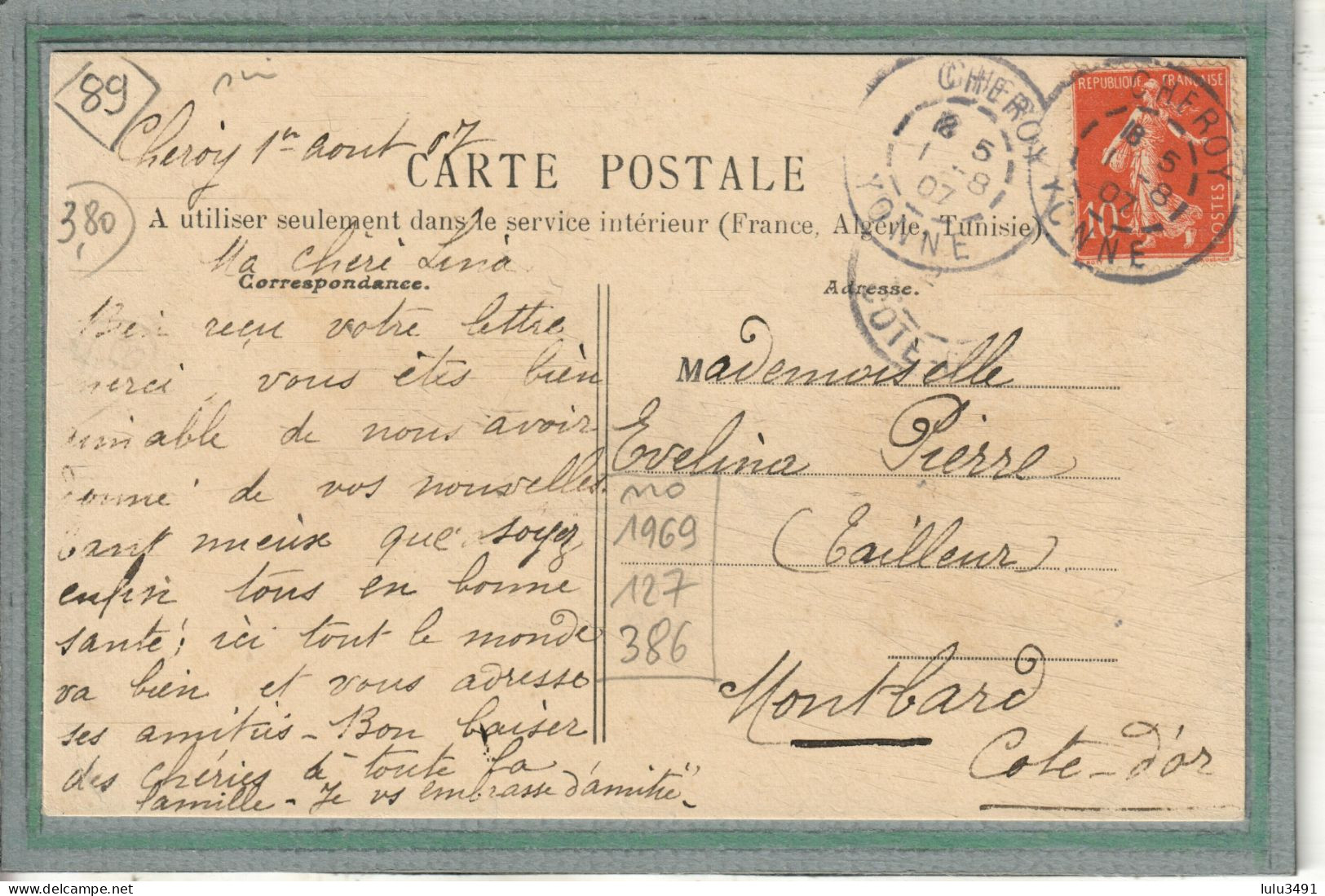 CPA - CHEROY (89) - Aspect Des Postes Au Début De La Rue De L'Hôtel De Ville En 1907 - Cheroy