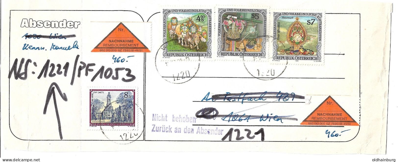 0501v: Österreich 1991, Serie Volksbrauchtum Auf Nachnahme- Briefvorderseite, Satzbrief Portorichtig - Lettres & Documents