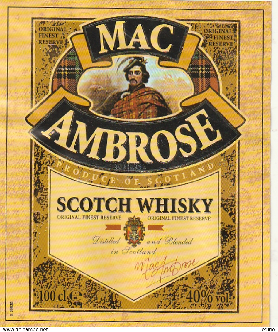***  ETIQUETTE ***     MAC AMBROSE - 100cl   Scotch WIISKY écosse  - Whisky