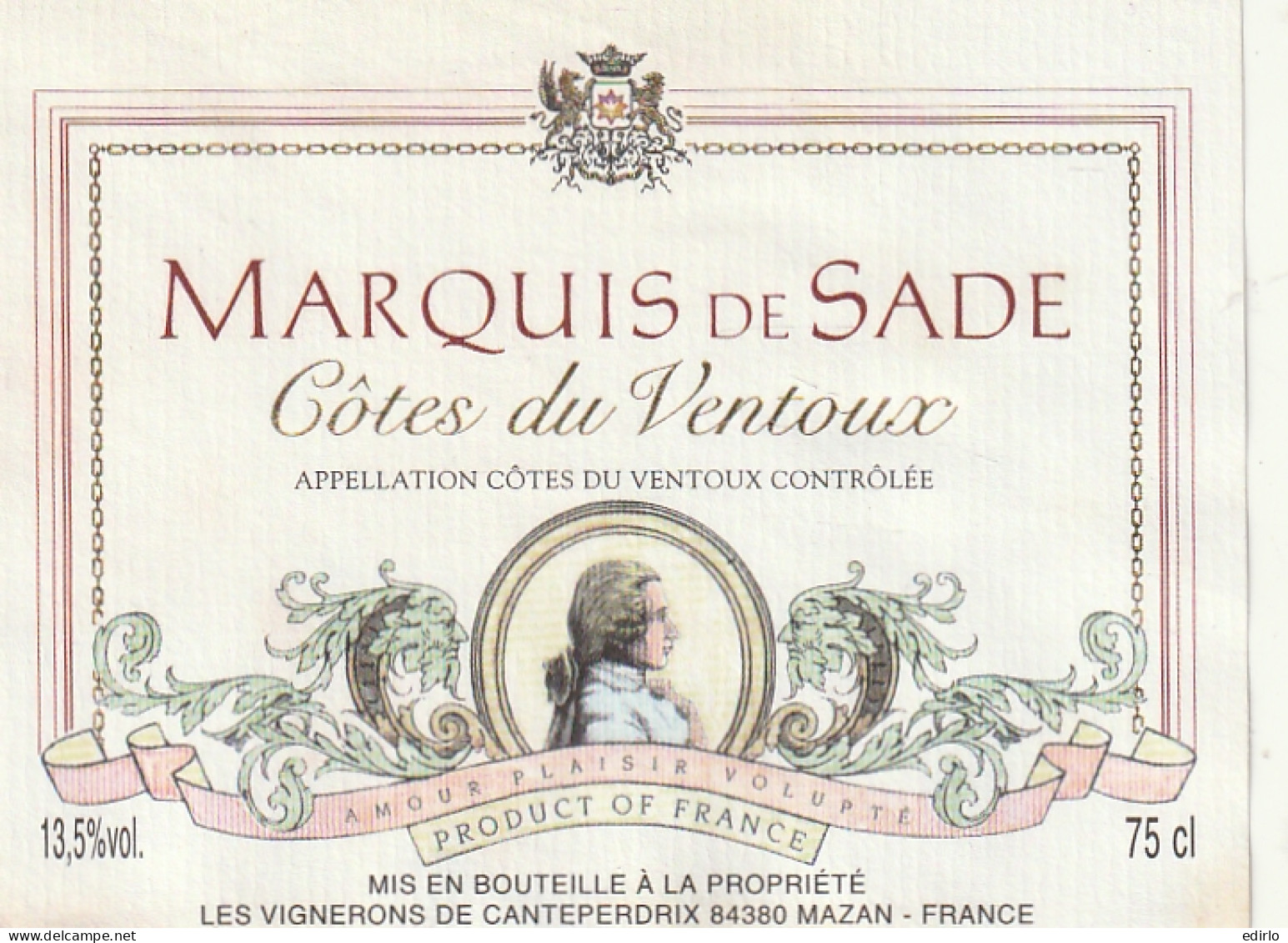 ***  ETIQUETTE ***     Marquis De Sade Côte Du Ventoux -  - Côtes Du Ventoux