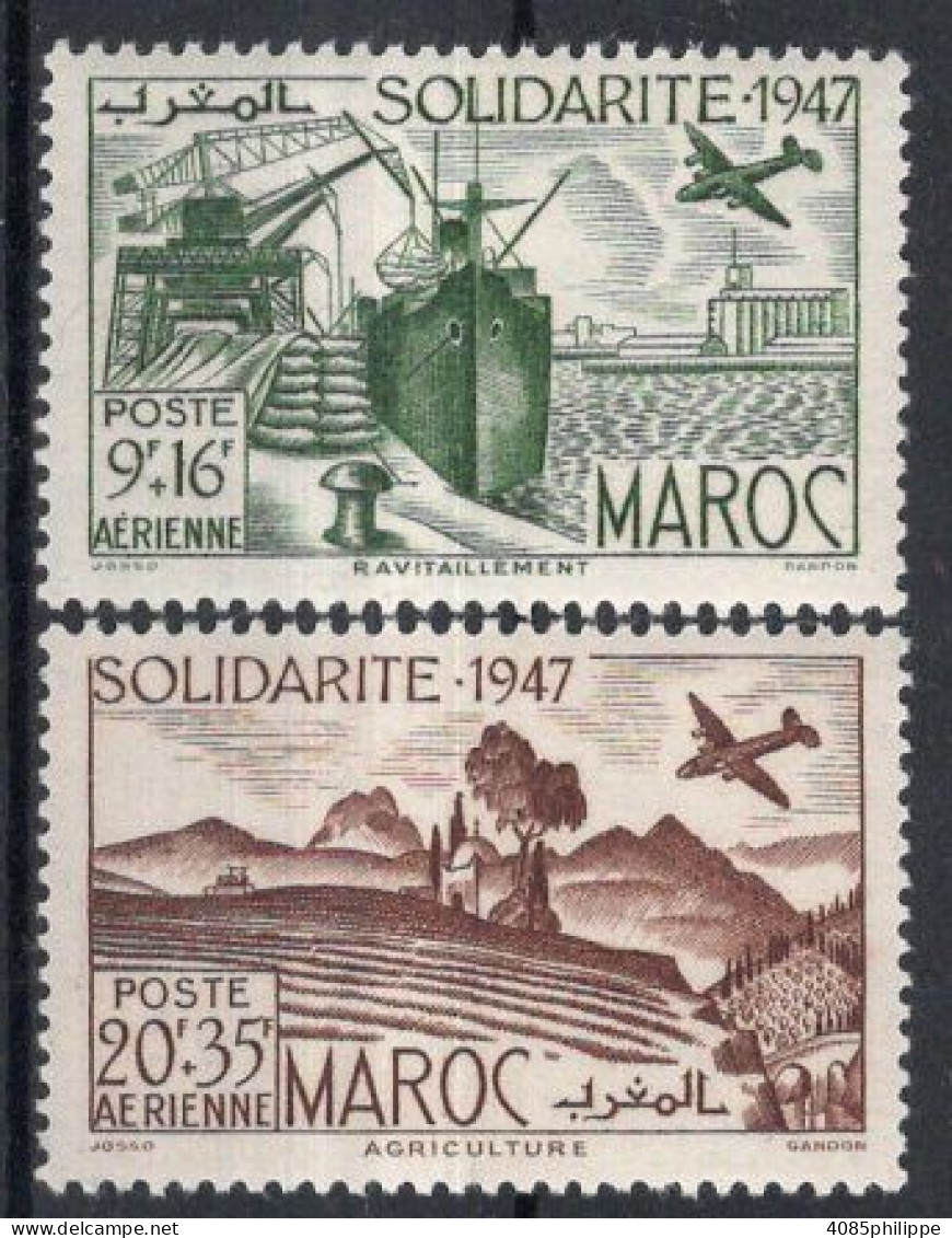 MAROC Timbres-poste Aérienne N°65** & 66** Neufs Sans Charnières TB Cote : 5€00 - Poste Aérienne