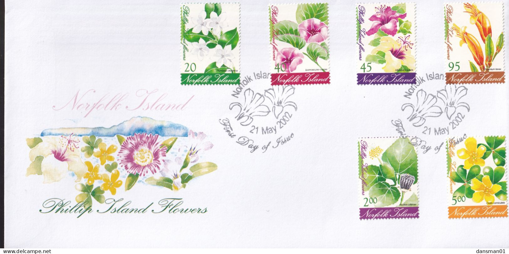 Norfolk Island 2002 Island Flowers Sc 768,770,771,773,776,778 FDC - Norfolk Island