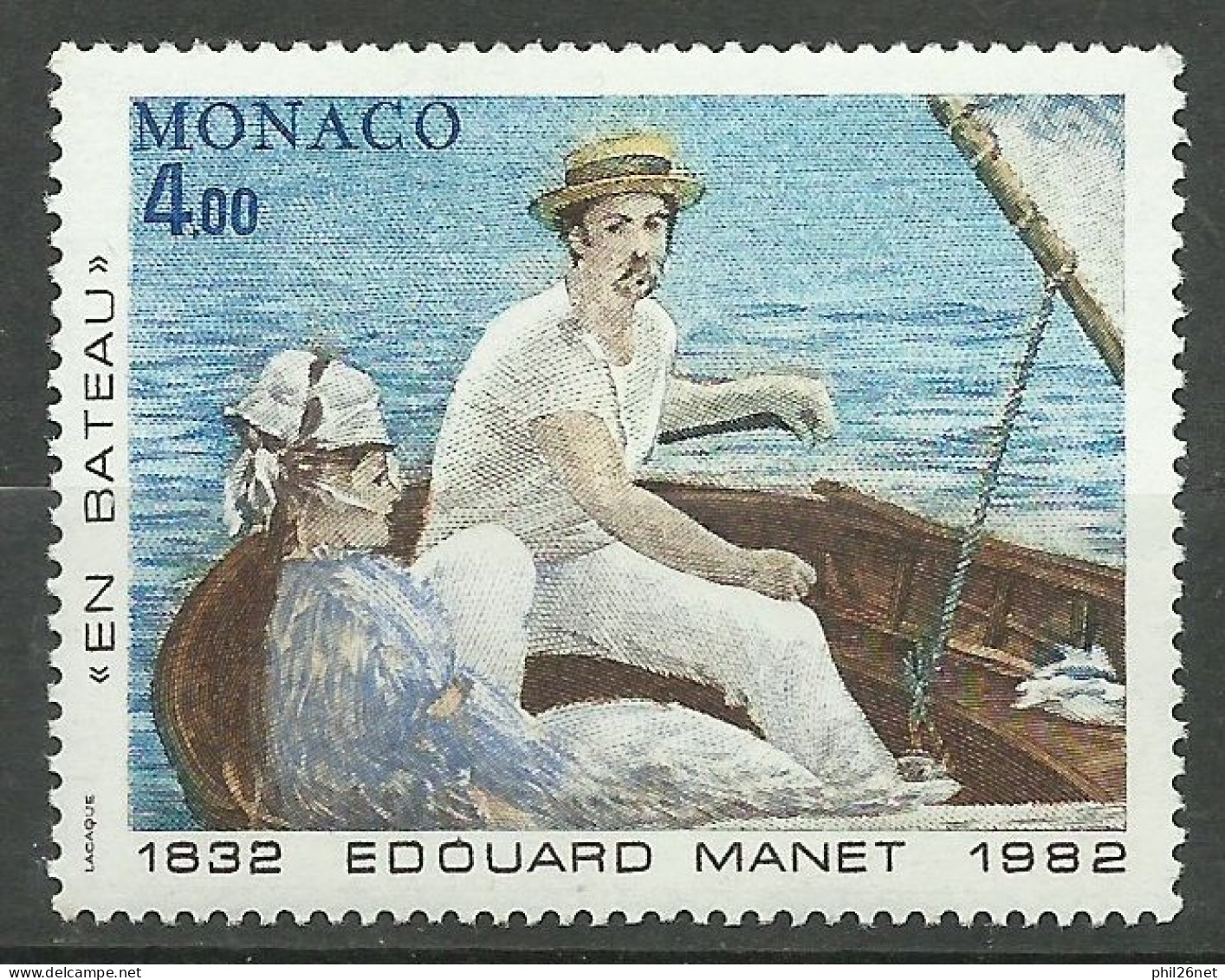 Monaco  N° 1347  Edouard Manet "  En Bateau "  Neuf  * *   B/TB  Voir Scans   Soldé  ! ! ! - Impresionismo