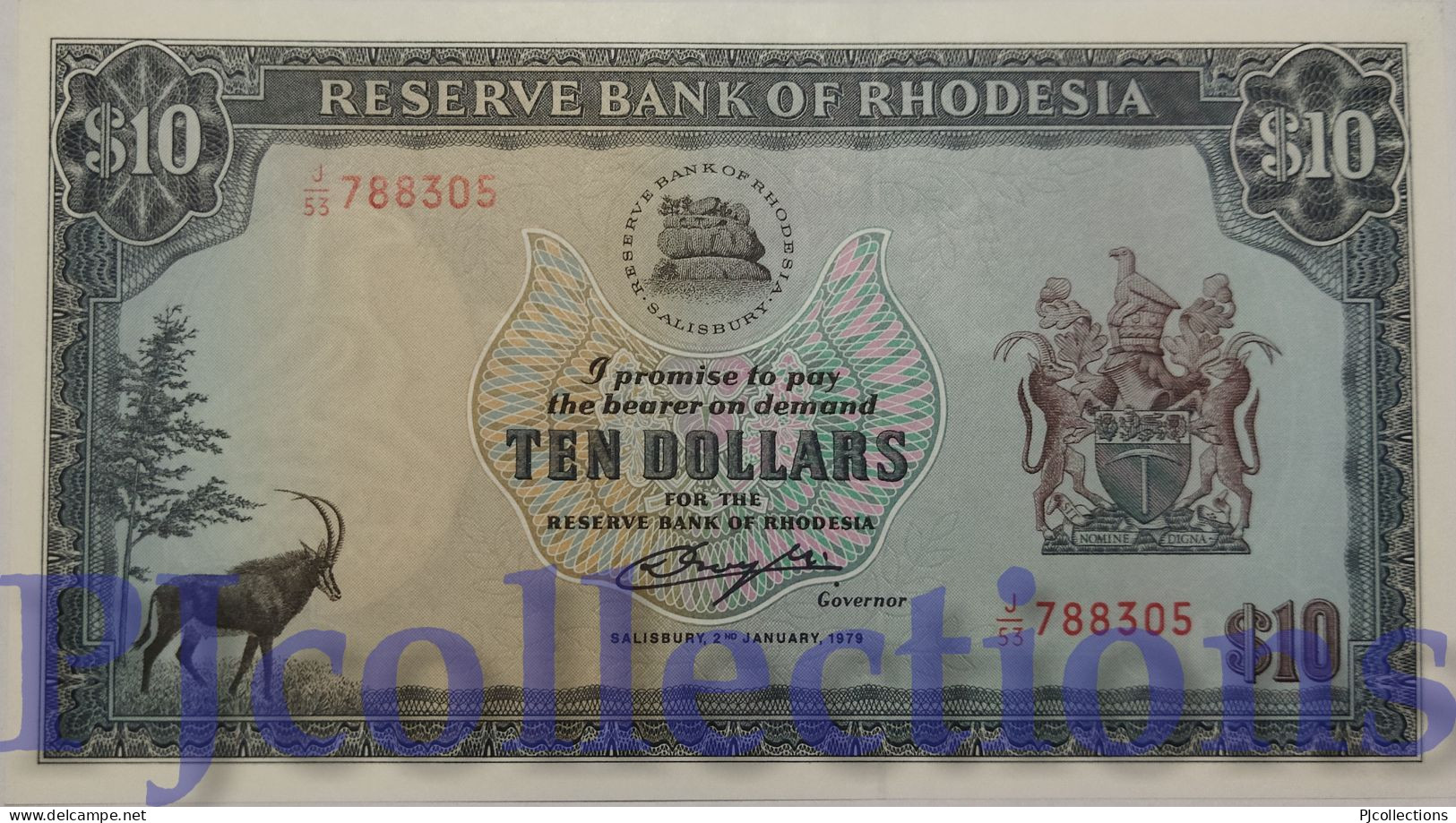 RHODESIA 10 DOLLARS 1979 PICK 41 AUNC - Rhodesia