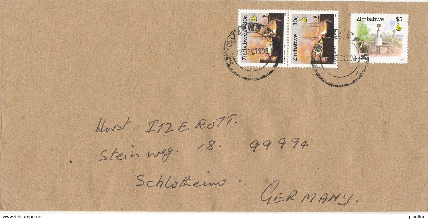 Zimbabwe Air Mail Cover Sent To Germany 12-12-1998 Topic Stamps - Zimbabwe (1980-...)