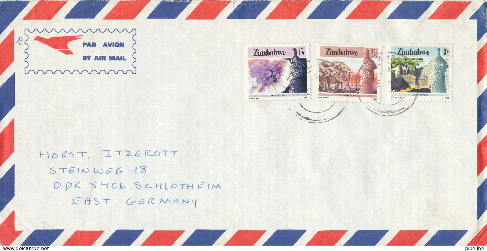Zimbabwe Air Mail Cover Sent To Germany Topic Stamps - Zimbabwe (1980-...)