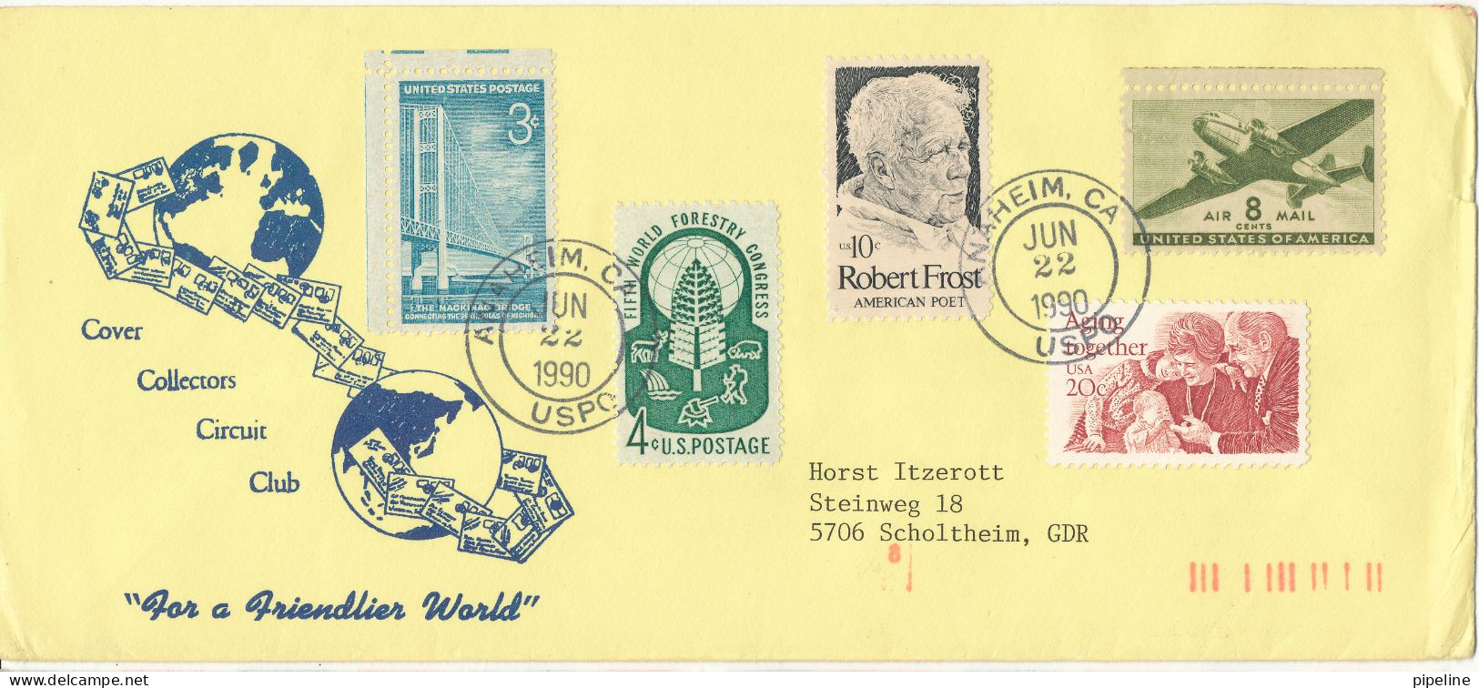 USA Cover Sent To Germany 22-6-1990 Topic Stamps - Cartas & Documentos