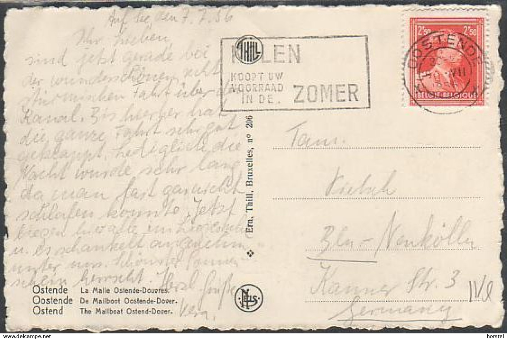 Belgien - 8400 Oostende - The Mailboat - Dover - Dampfer - Nice Stamp - Oostende