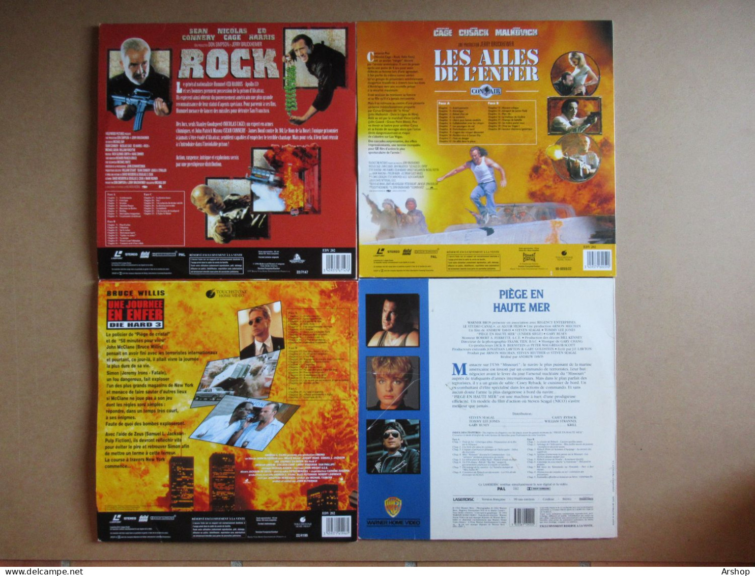 LOT De 4 LASERDISC Film D'ACTION - ROCK / UNE JOURNEE EN ENFER / LES AILES DE L'ENFER / PIEGE EN HAUTE MER - Other Formats