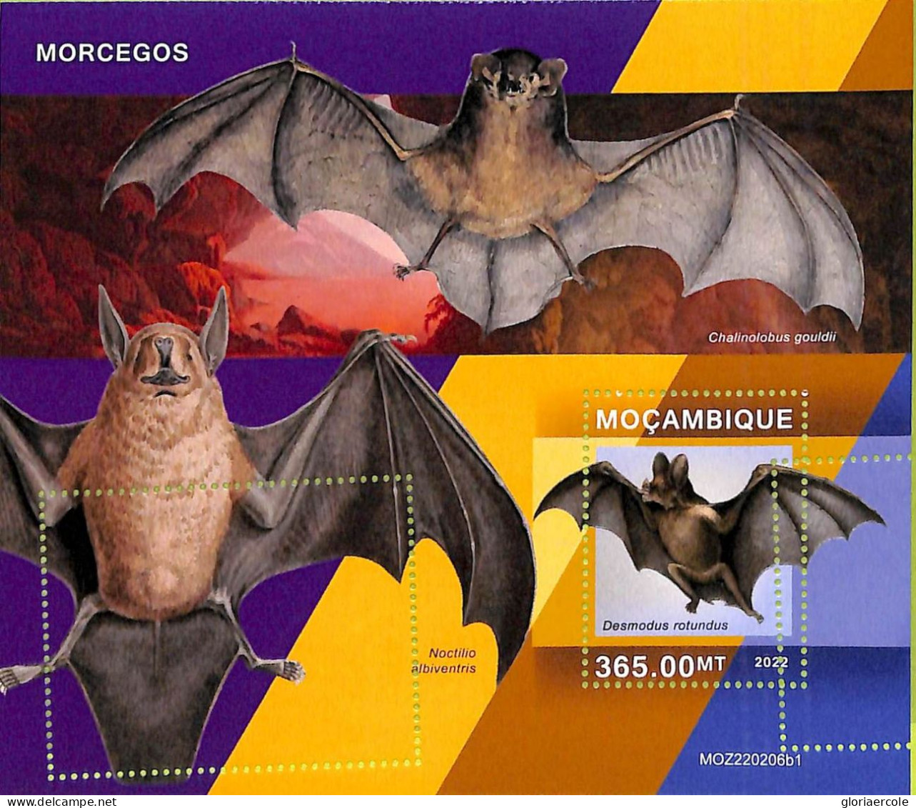 A9059 - Mozambique - ERROR MISPERF Stamp Sheet - 2022 - Morcegos - Bats