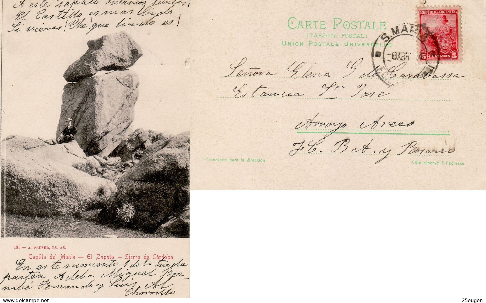 ARGENTINA 1904  POSTCARD SENT TO  ARROYO - Storia Postale
