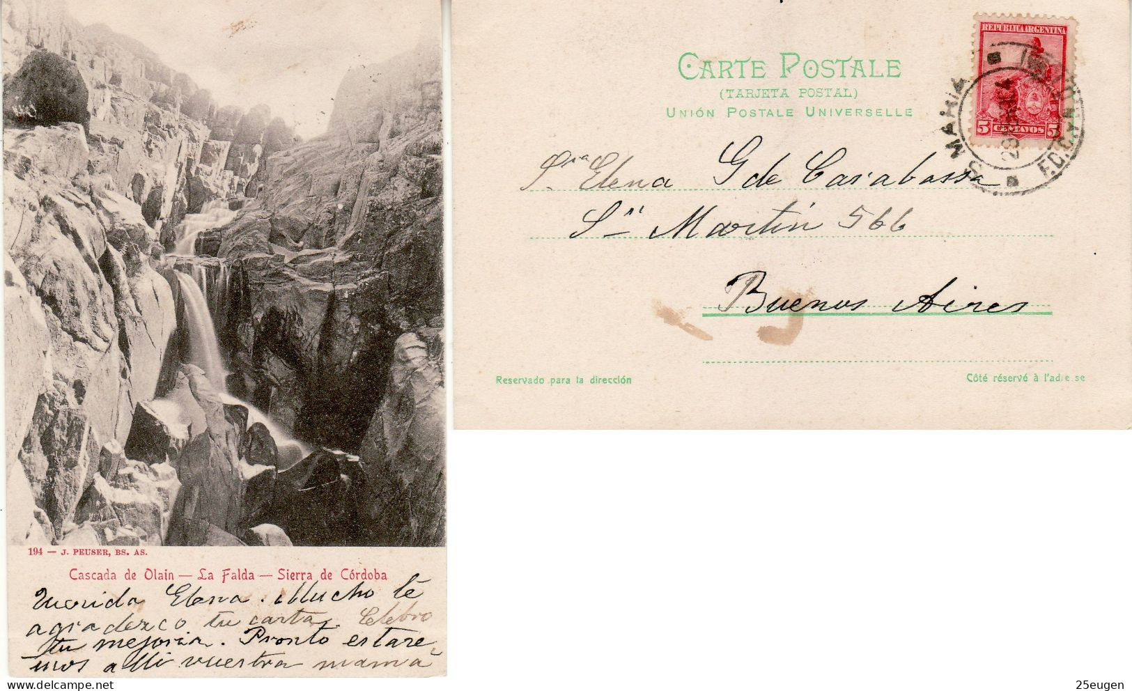 ARGENTINA 1904  POSTCARD SENT TO  BUENOS AIRES - Lettres & Documents