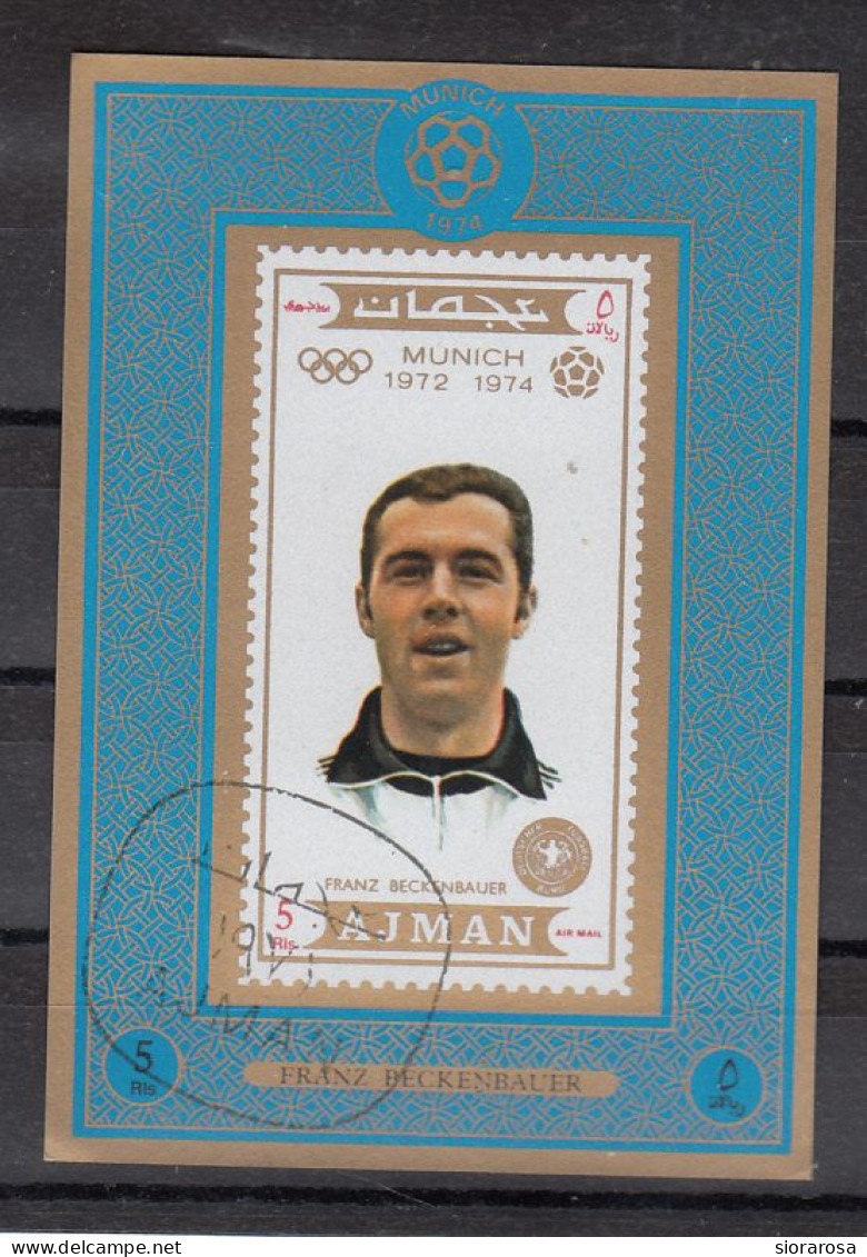 Ajman 1971 - Calcio Soccer Football - Franz Beckenbauer (*1945) - Sheet Imperf. CTO - 1974 – West-Duitsland