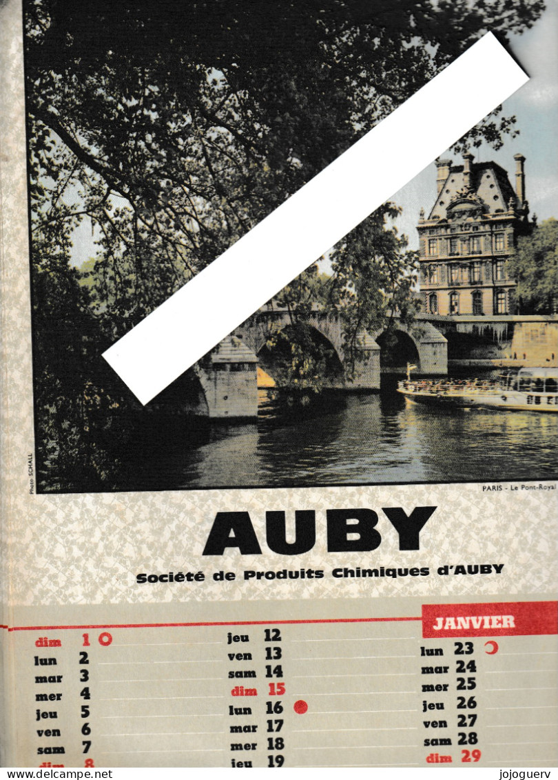 Calendrier AUBY 1961 6 Pages Recto Verso Sur 2 Mois  Photos De Paris, St Nectaire, Charleville, Cannes, Nyons.forma24x35 - Grossformat : 1961-70