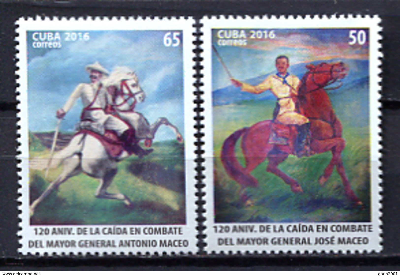 Cuba 2016 / Generals Antonio & Jose Maceo Horses MNH Hermanos Maceo Caballos / Cu3206  36-2 - Nuevos