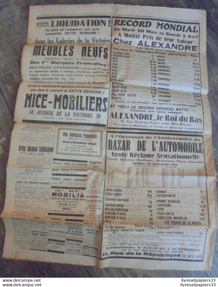 Edition De Nice L'Eclaireur De Nice Et Du Sud Est. Lundi 28 Mars 1932 N°88 - Französisch
