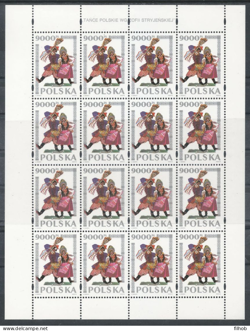 Poland Stamps MNH ZC.3344 Ark: Polish Dances Z. Stryjenska (sheet) - Nuevos