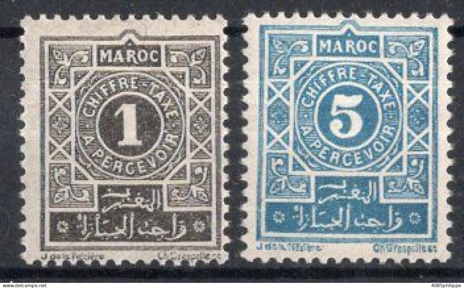 MAROC Timbres-Taxe N°27** & 28** Neuf Sans Charnière TB Cote : 1.50€ - Postage Due