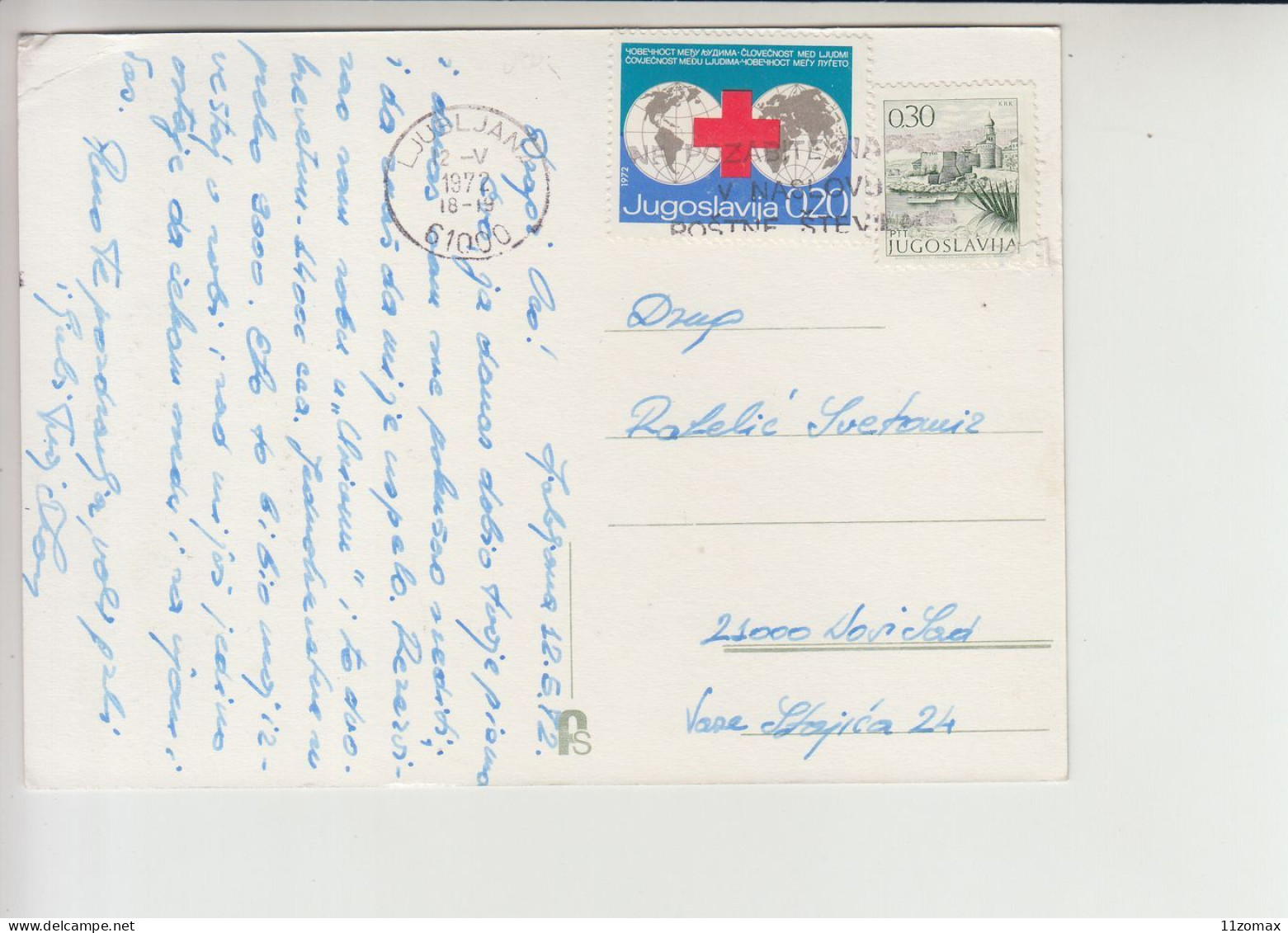 Ljubljana Cancelation Red Cross Surcharge 1972 (sl012) Slovenia - Cartas & Documentos