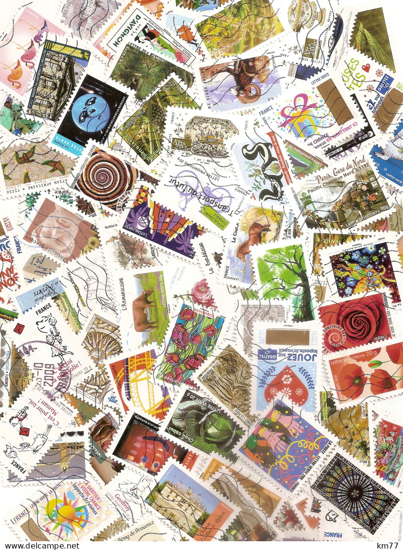 LOT N° 1 - 100 TIMBRES AUTOADHESIFS FRANCE TOUS DIFFERENTS -  - Lots & Kiloware (mixtures) - Max. 999 Stamps