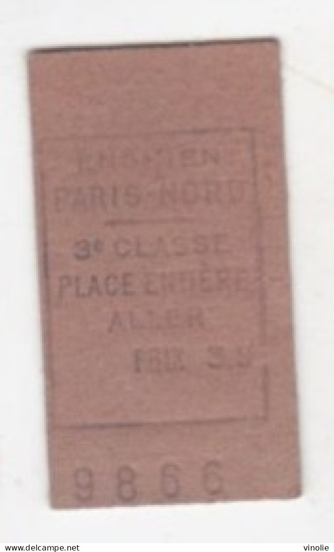 MO-24-113 : TICKET CHEMIN DE FER ENGHIEN A PARIS-NORD 3° CLASSE  PLACE ENTIERE  ALLER 3 JANVIER 1942 - Europe