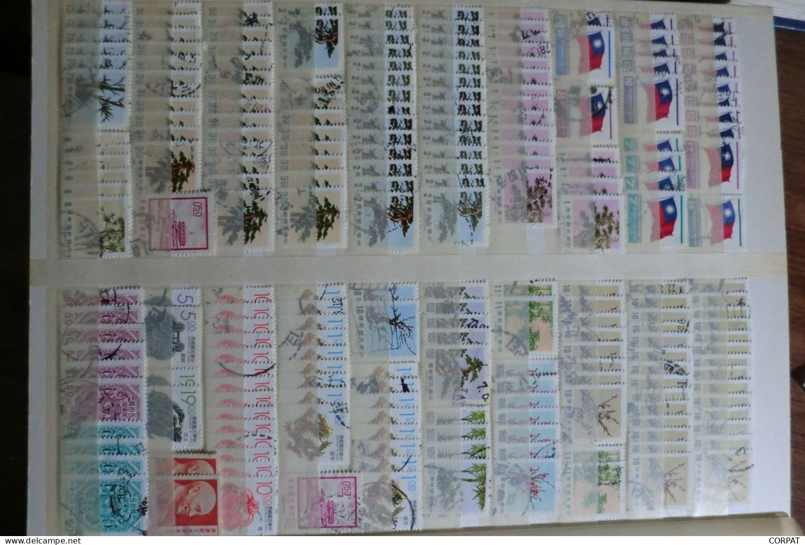 China with Hong Kong and Taiwan used stamps in album and a lot of stamps out the album  (12 photos)
