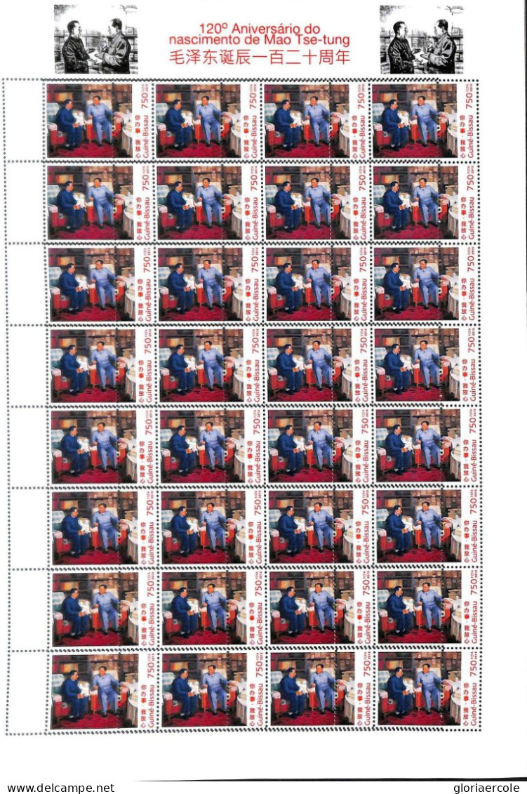 A7545 - GUINE BISSAU - ERROR MISPERF Stamp Sheet - 2013 - Mao Tse-Tung - Mao Tse-Tung