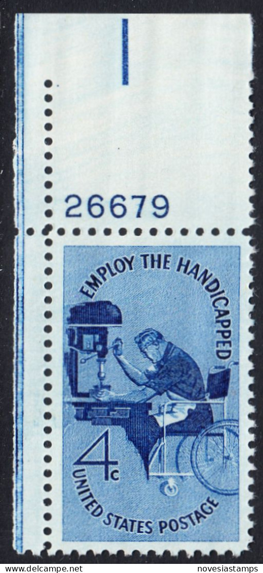 !a! USA Sc# 1155 MNH SINGLE From Upper Left Corner W/ Plate-# 26679 - Handicapped - Ungebraucht