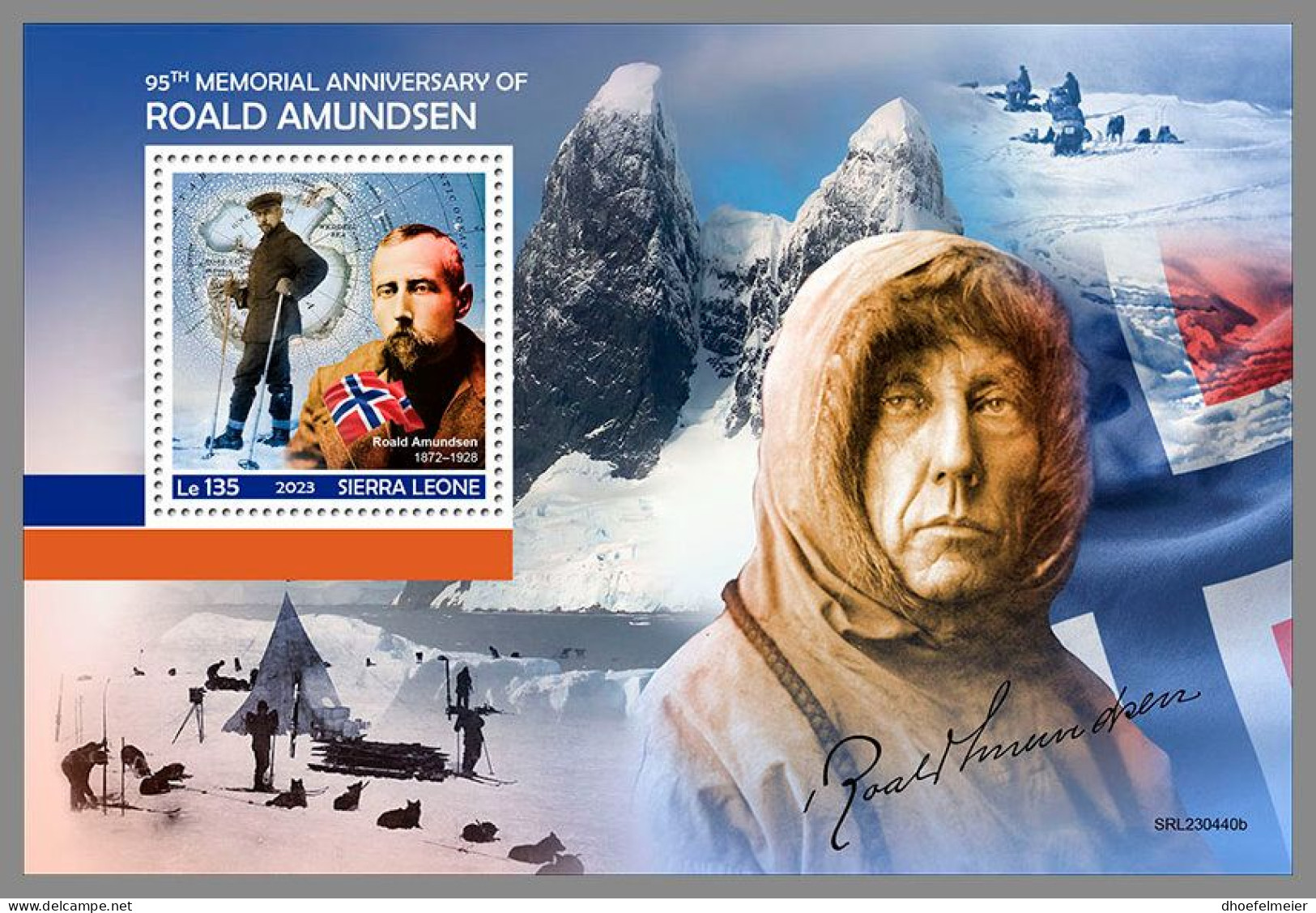 SIERRA LEONE 2023 MNH Roald Amundsen S/S – OFFICIAL ISSUE – DHQ2407 - Polar Explorers & Famous People