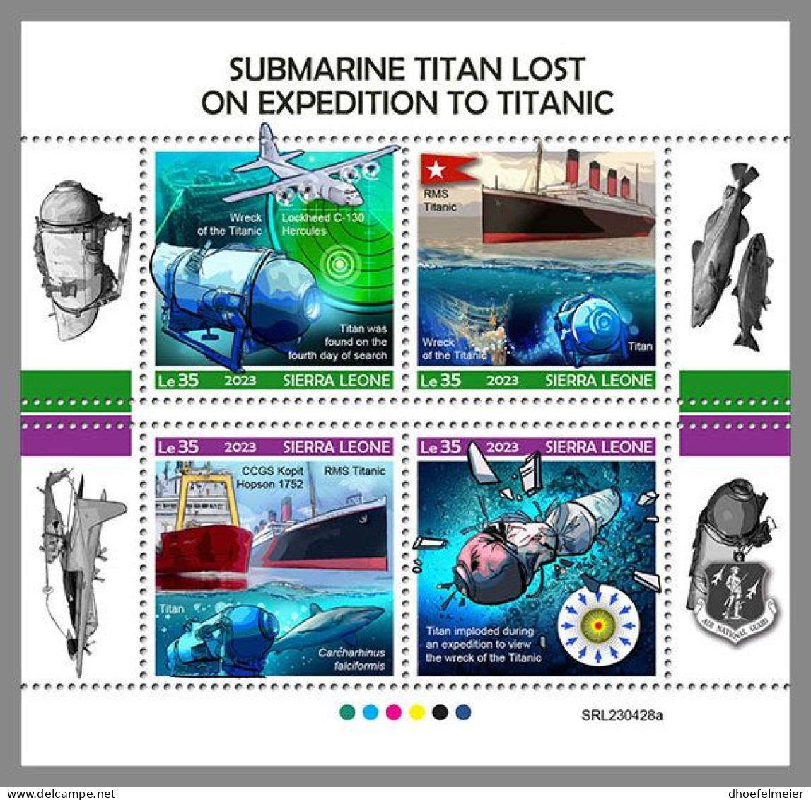 SIERRA LEONE 2023 MNH Submarine U-Boote Titanic M/S – OFFICIAL ISSUE – DHQ2407 - Sottomarini