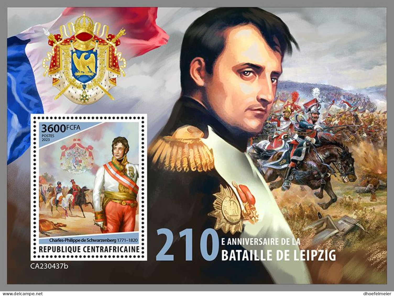 CENTRAL AFRICAN 2023 MNH Battle Of Leipzig Völkerschlacht Napoleon S/S – OFFICIAL ISSUE – DHQ2407 - Franse Revolutie