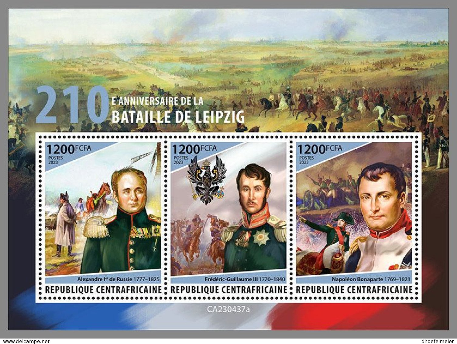 CENTRAL AFRICAN 2023 MNH Battle Of Leipzig Völkerschlacht Napoleon M/S – OFFICIAL ISSUE – DHQ2407 - French Revolution