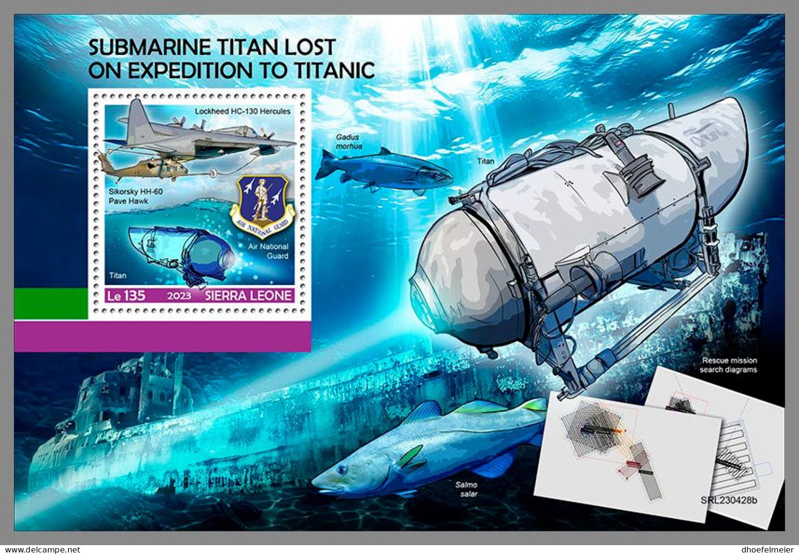 SIERRA LEONE 2023 MNH Submarine U-Boote Titanic S/S – IMPERFORATED – DHQ2407 - U-Boote