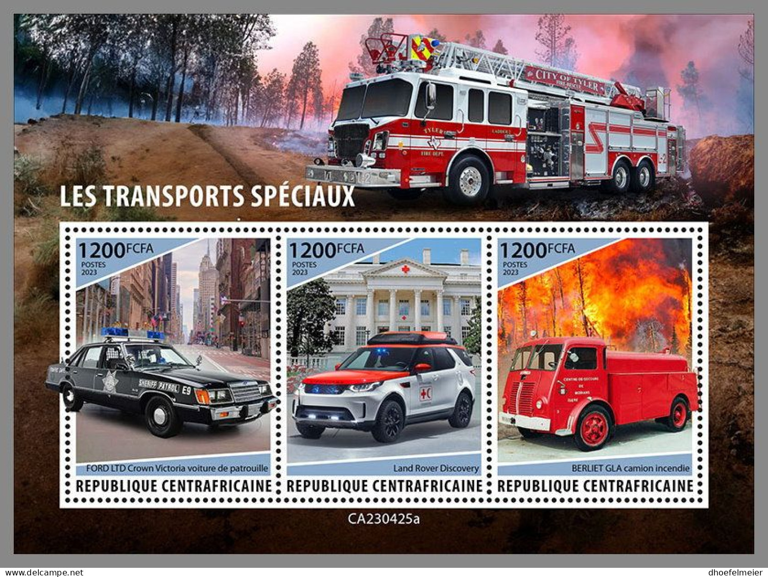 CENTRAL AFRICAN 2023 MNH Special Transport Police Polizei M/S – IMPERFORATED – DHQ2407 - Police - Gendarmerie