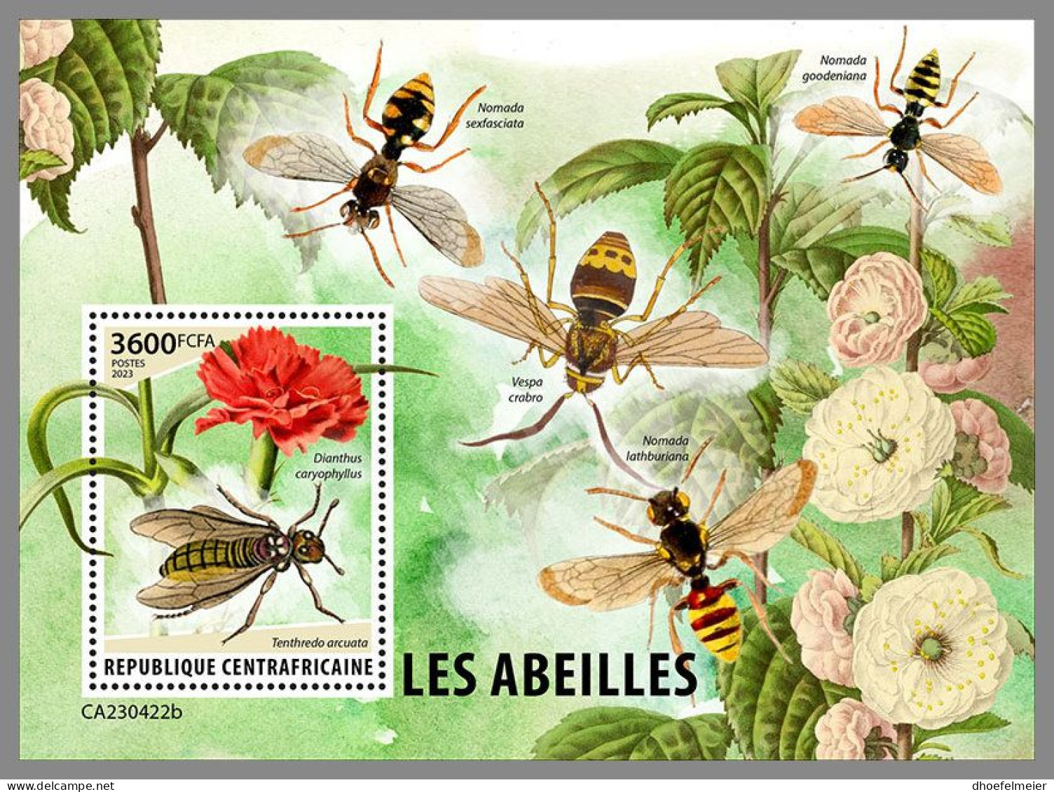 CENTRAL AFRICAN 2023 MNH Bees Bienen S/S – IMPERFORATED – DHQ2407 - Abeilles