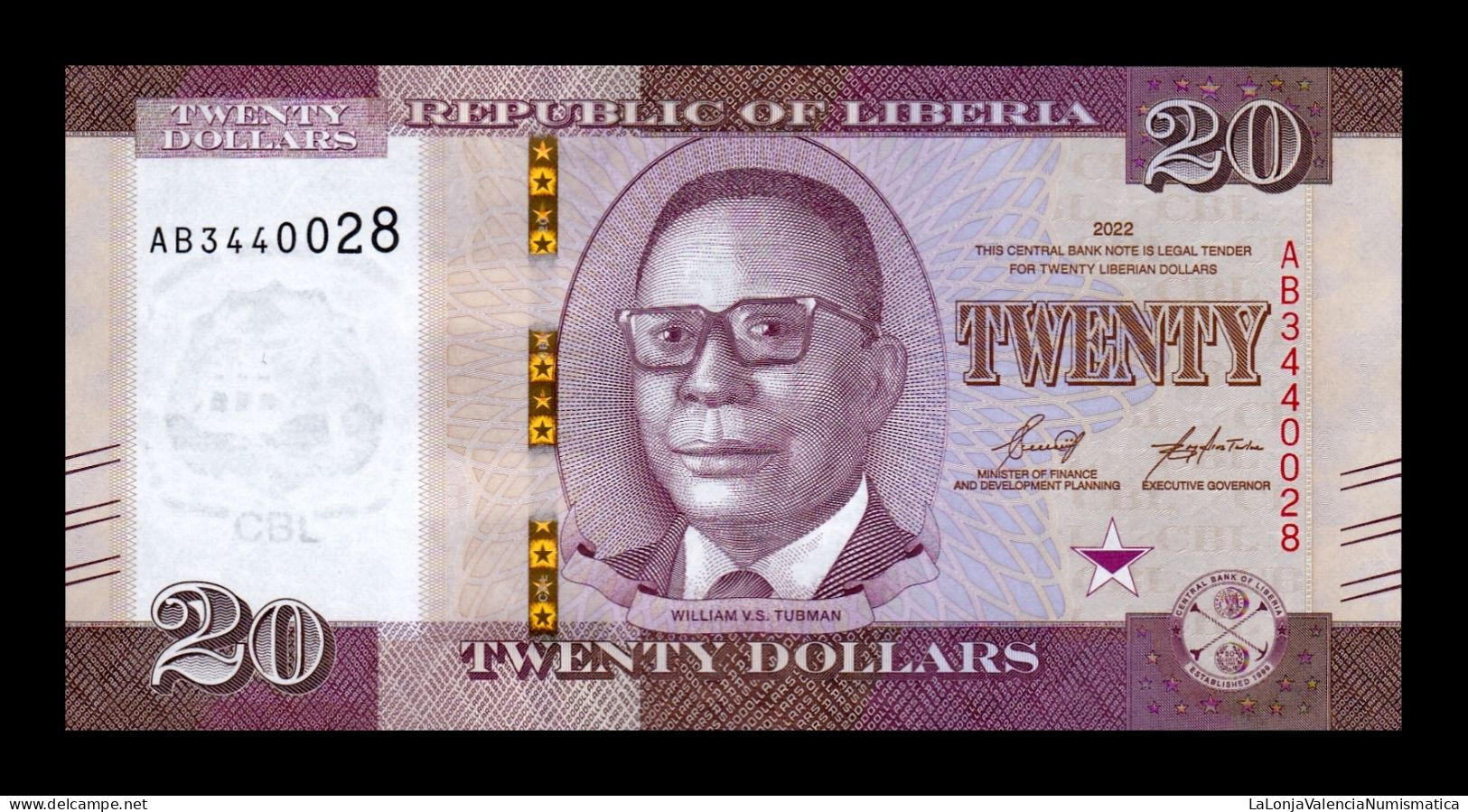 Liberia 20 Dollars 2022 Pick 39 Sc Unc - Liberia