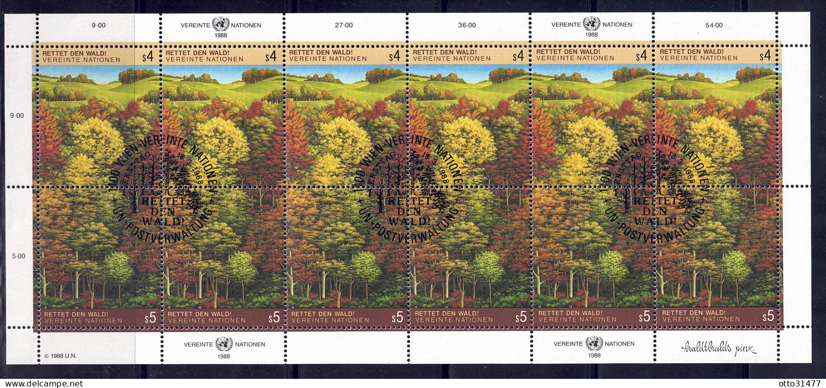 UNO Wien 1988 - Rettet Den Wald, Nr. 81 - 82 Im Kleinbogen, Gestempelt / Used - Used Stamps