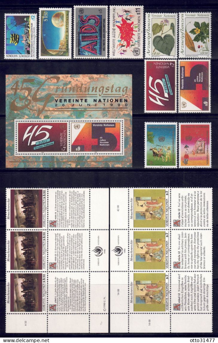 UNO Wien 1990 - Jahrgang Mit Nr. 98 - 109, Postfrisch ** / MNH - Unused Stamps