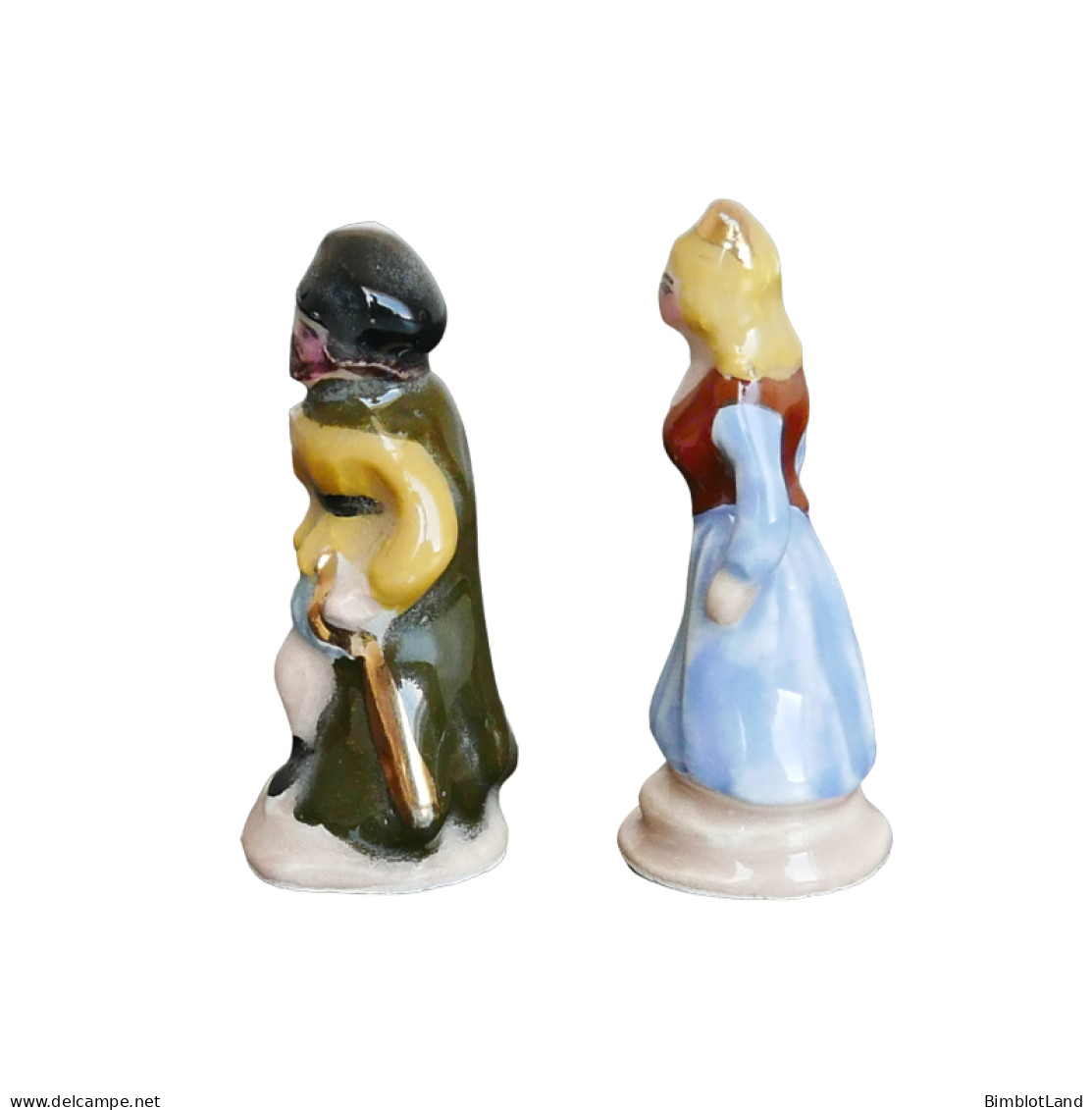 Feve Ancienne Niçoise Petit Couple Roi Et Reine Faience 35mm Miniature - Frühe Figuren