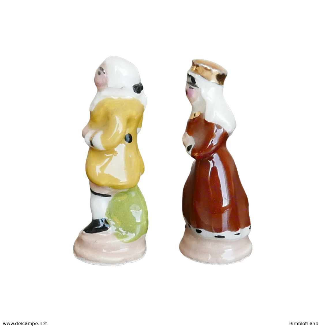 Feve Ancienne Niçoise Petit Couple Roi Et Reine Faience 35mm Miniature - Frühe Figuren