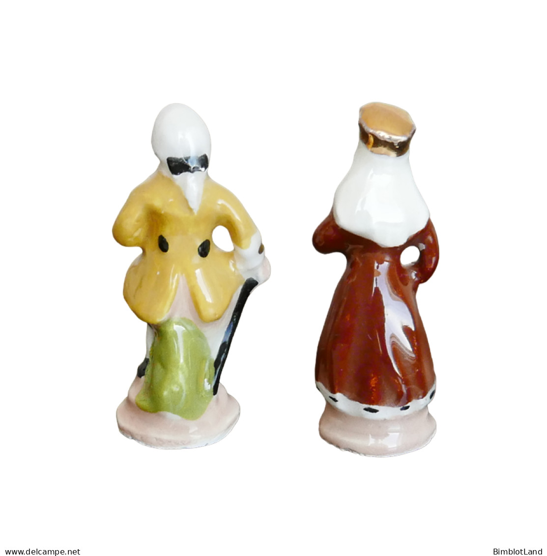 Feve Ancienne Niçoise Petit Couple Roi Et Reine Faience 35mm Miniature - Frühe Figuren