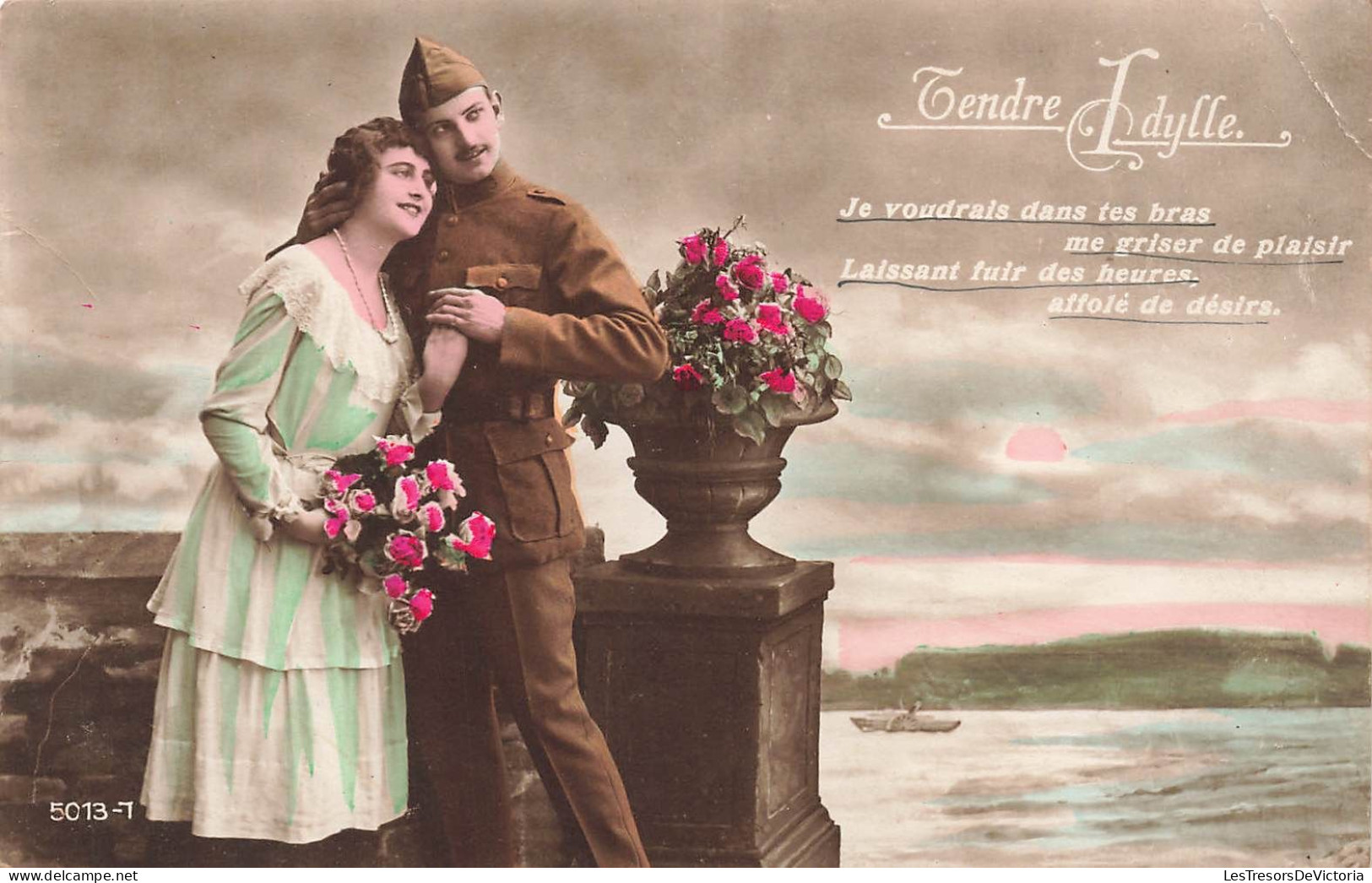 COUPLE - Tendre Idylle - Je Voudrais Dans Tes Bras Me Griser De Plaisir - Militaire - Carte Postale Ancienne - Coppie