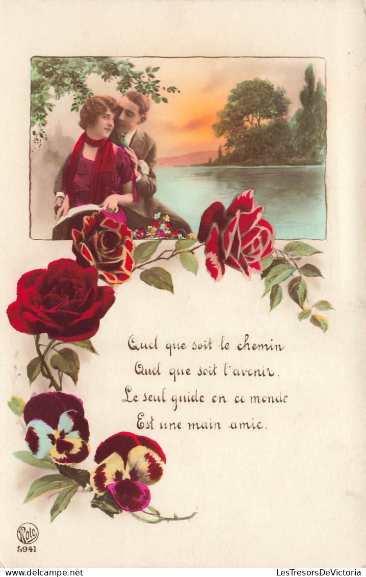 COUPLE - Quel Que Soit Le Chemin Quel Que Soit L'avenir - Couple Près D'un Lac - Carte Postale Ancienne - Paare