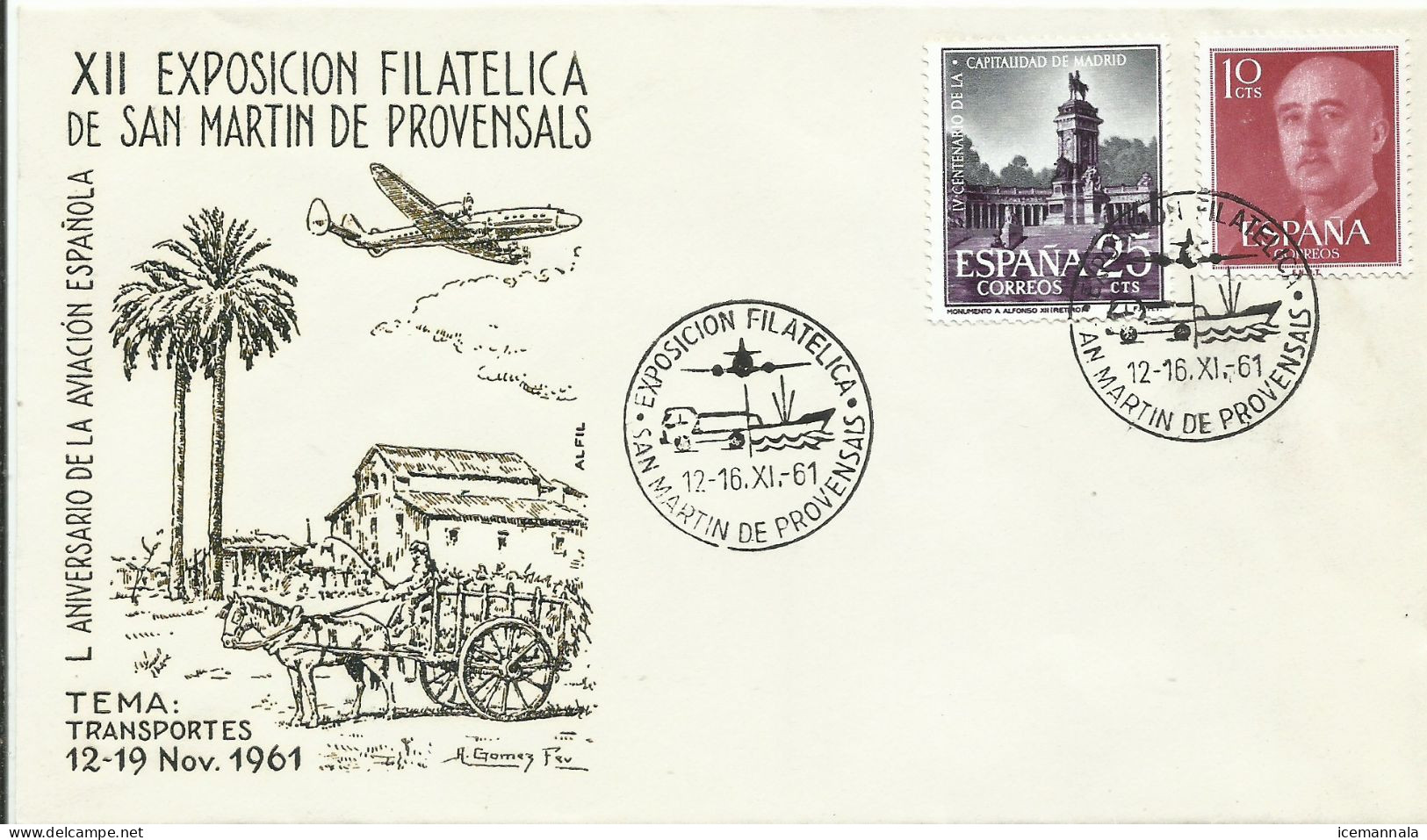 ESPAÑA,  CARTA AEREA  CONMEMORATIVA,  AÑO  1961 - Covers & Documents