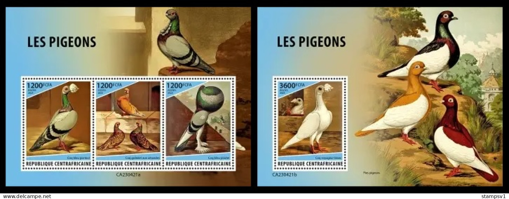 Cemtral Africa  2023 Pigeons. (421) OFFICIAL ISSUE - Tauben & Flughühner