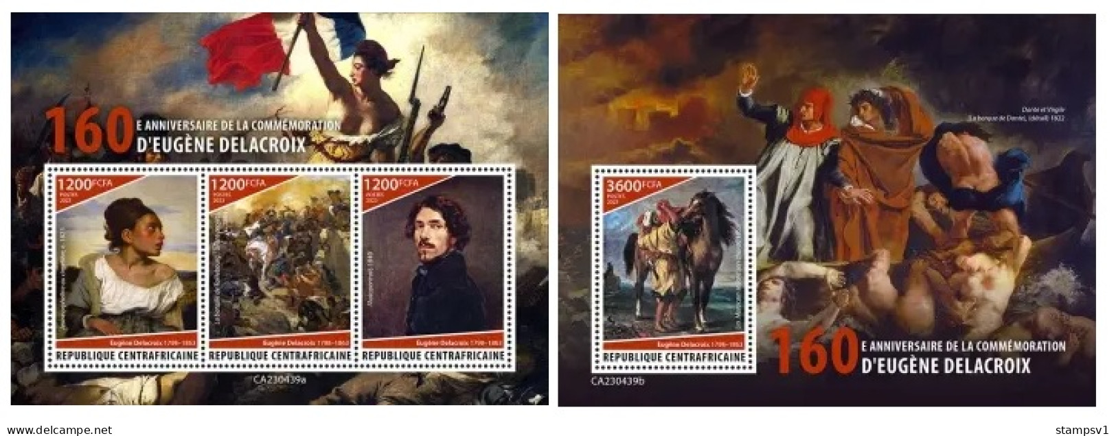 Cemtral Africa  2023 160th Memorial Anniversary Of Eugène Delacroix�. (439) OFFICIAL ISSUE - Impresionismo