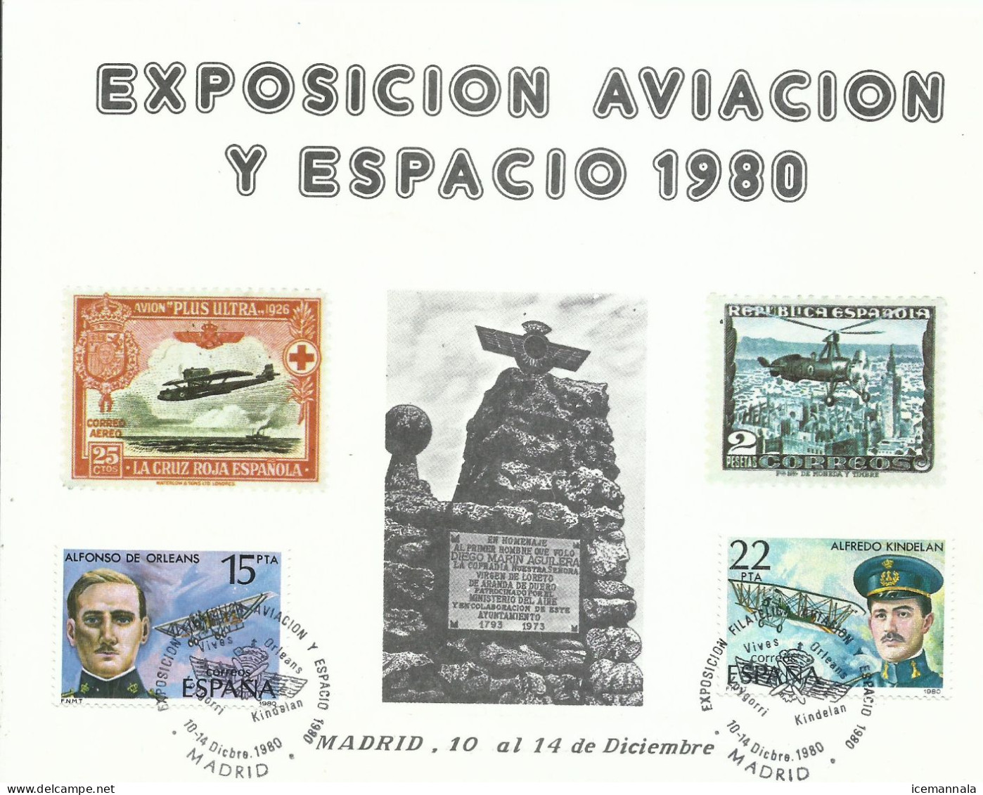 ESPAÑA,  TAJETA  CONMEMORATIVA  EXPOSICION   AVIACION 1980 - Briefe U. Dokumente