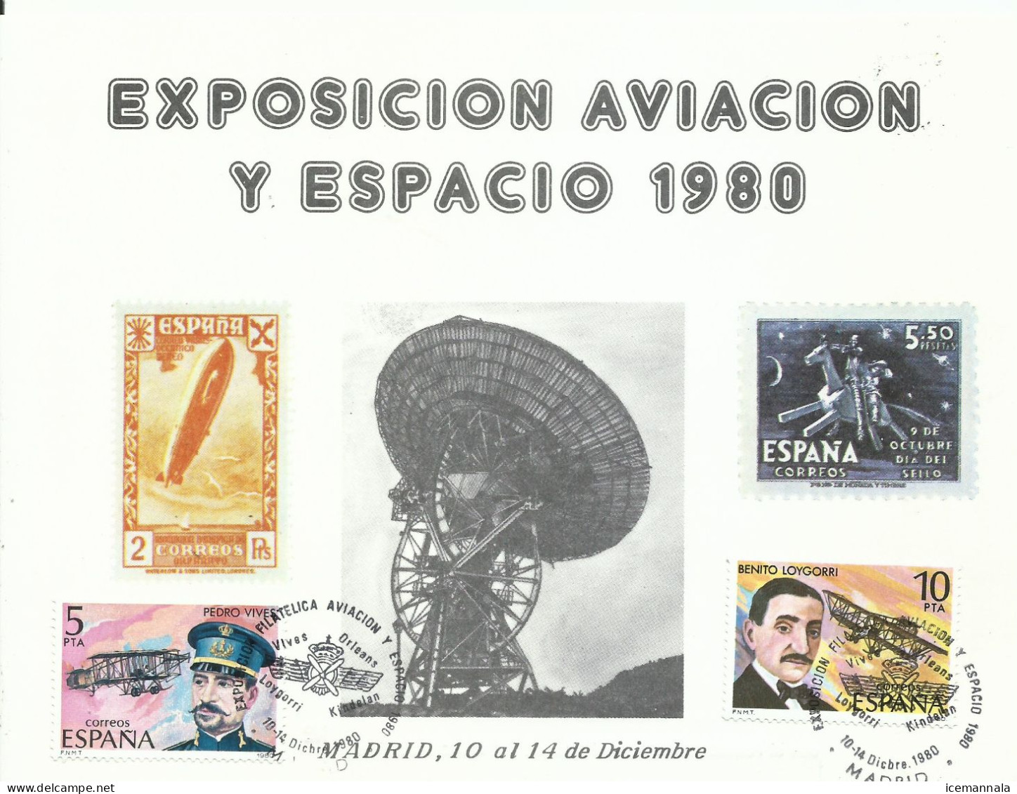 ESPAÑA,  TAJETA  CONMEMORATIVA  EXPOSICION   AVIACION 1980 - Brieven En Documenten